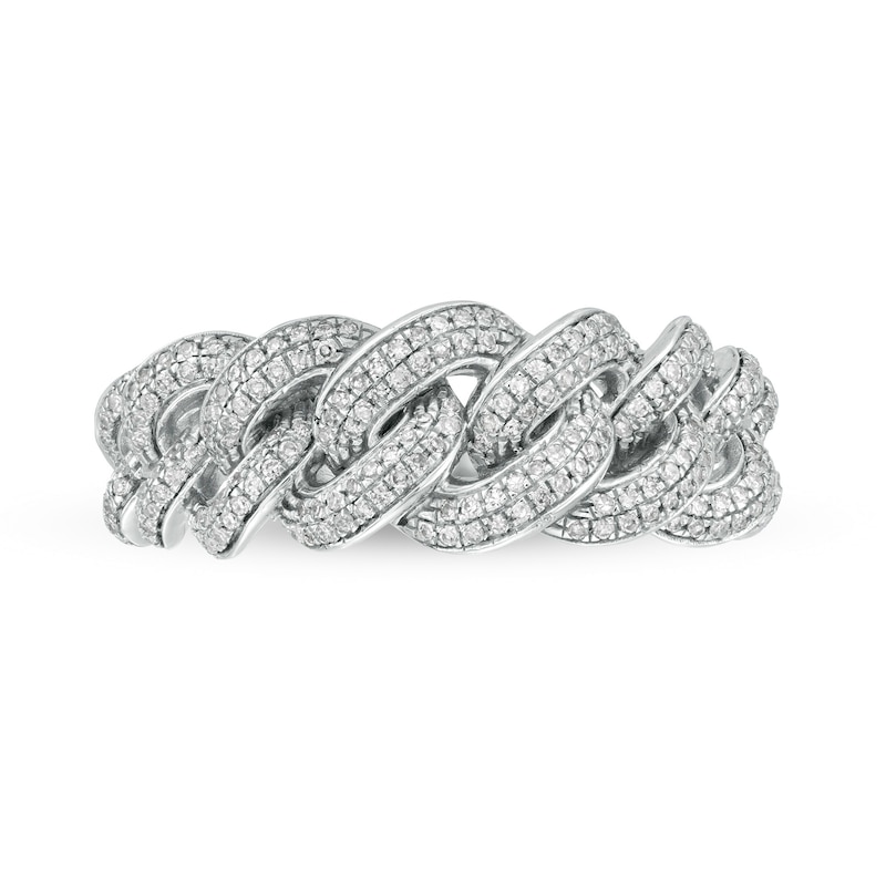 Main Image 3 of 1/3 CT. T.W. Diamond Chain Link Ring in Sterling Silver