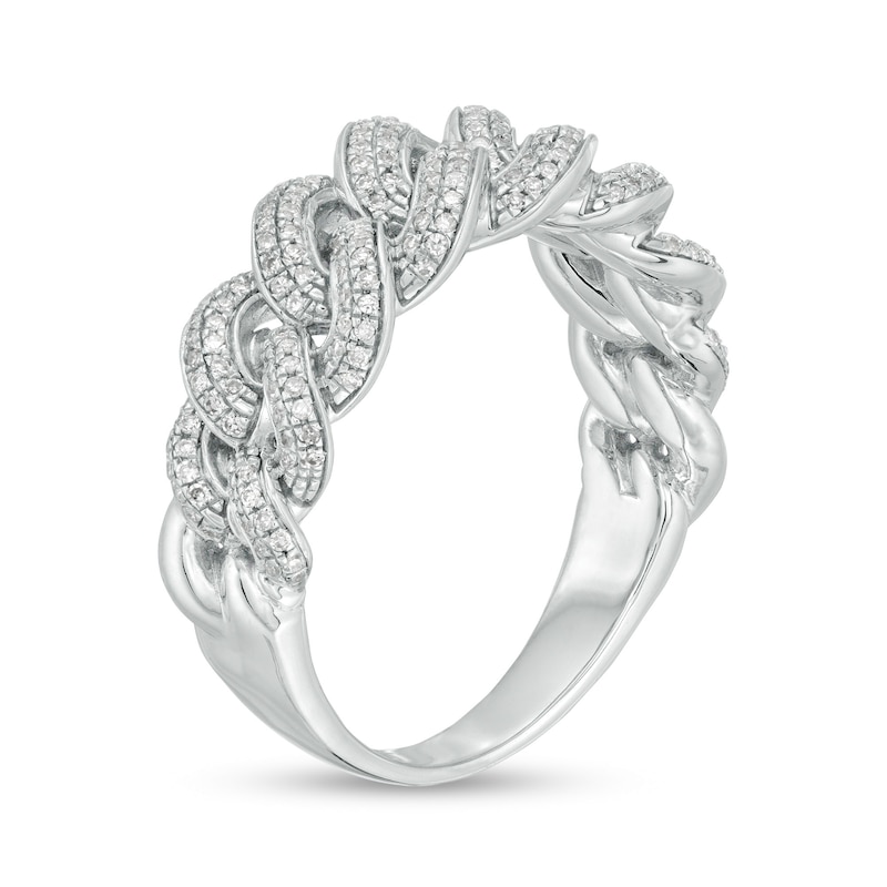Main Image 4 of 1/3 CT. T.W. Diamond Chain Link Ring in Sterling Silver