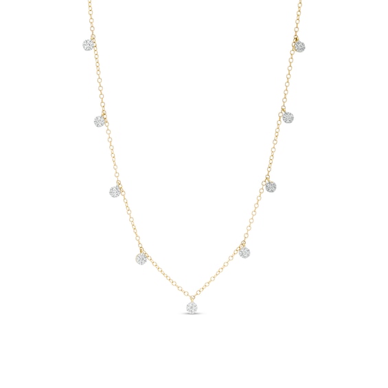 1/8 CT. T.w. Diamond Dangle Station Necklace in 10K Gold