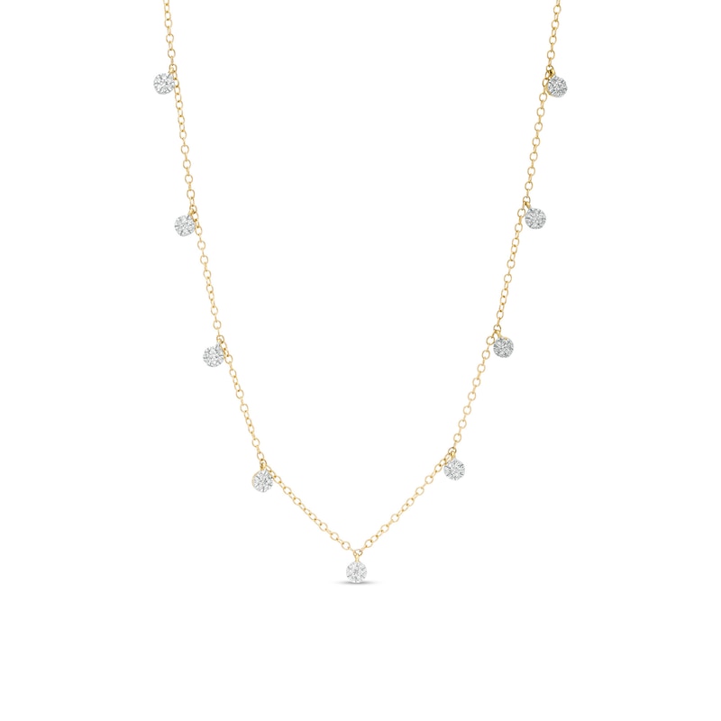 Main Image 1 of 1/8 CT. T.W. Diamond Dangle Station Necklace in 10K Gold