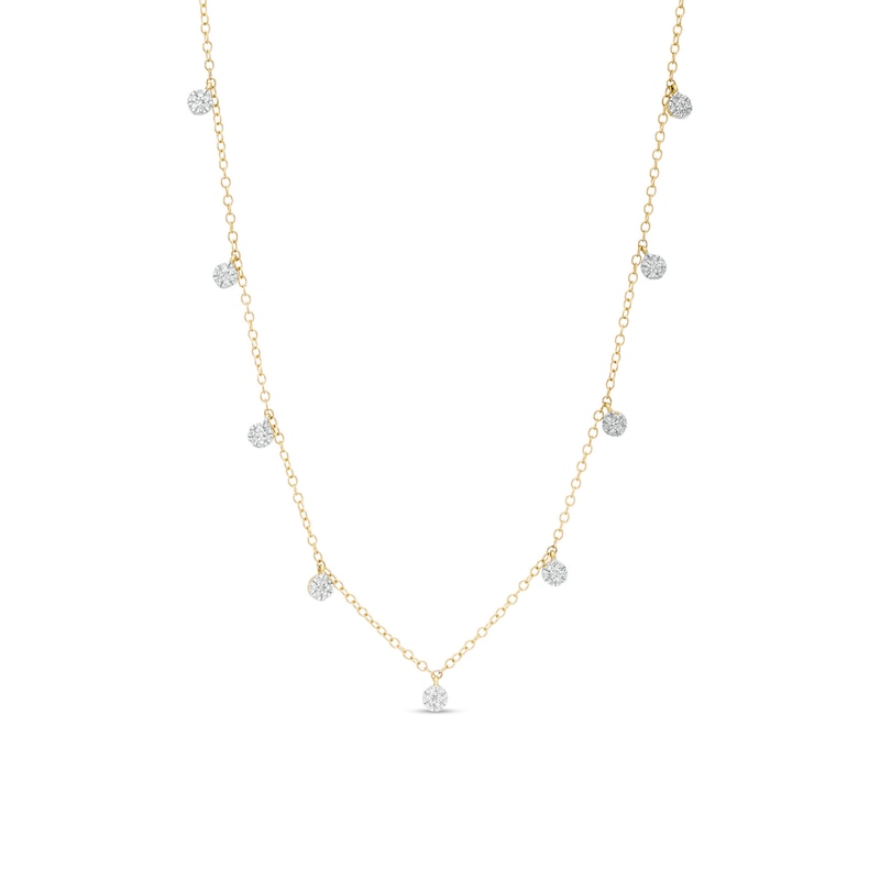 1/8 CT. T.W. Diamond Dangle Station Necklace in 10K Gold | Zales