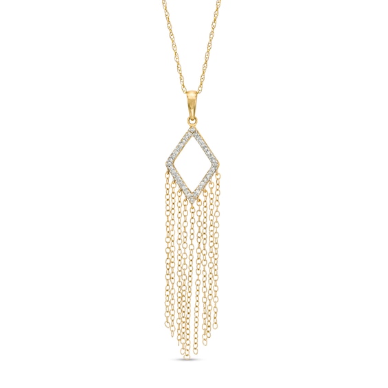 1/15 CT. T.w. Diamond Kite-Shaped Chandelier Pendant in 10K Gold