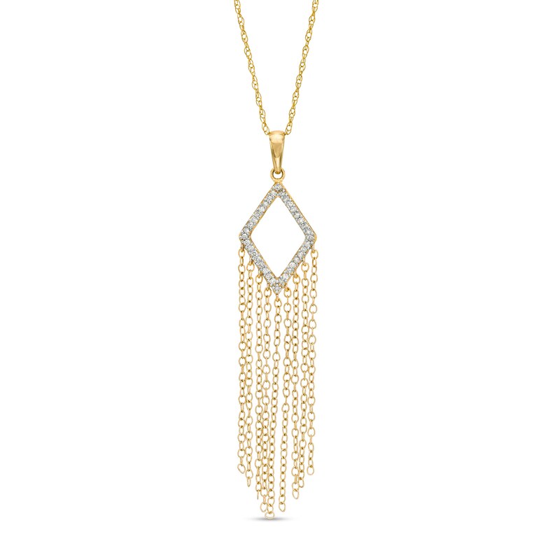 Main Image 1 of 1/15 CT. T.W. Diamond Kite-Shaped Chandelier Pendant in 10K Gold