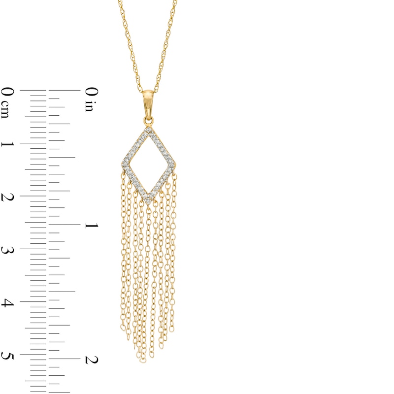 Main Image 3 of 1/15 CT. T.W. Diamond Kite-Shaped Chandelier Pendant in 10K Gold
