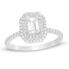 3/4 CT. T.W. Emerald-Cut Diamond Double Octagonal Frame Engagement Ring in 14K White Gold