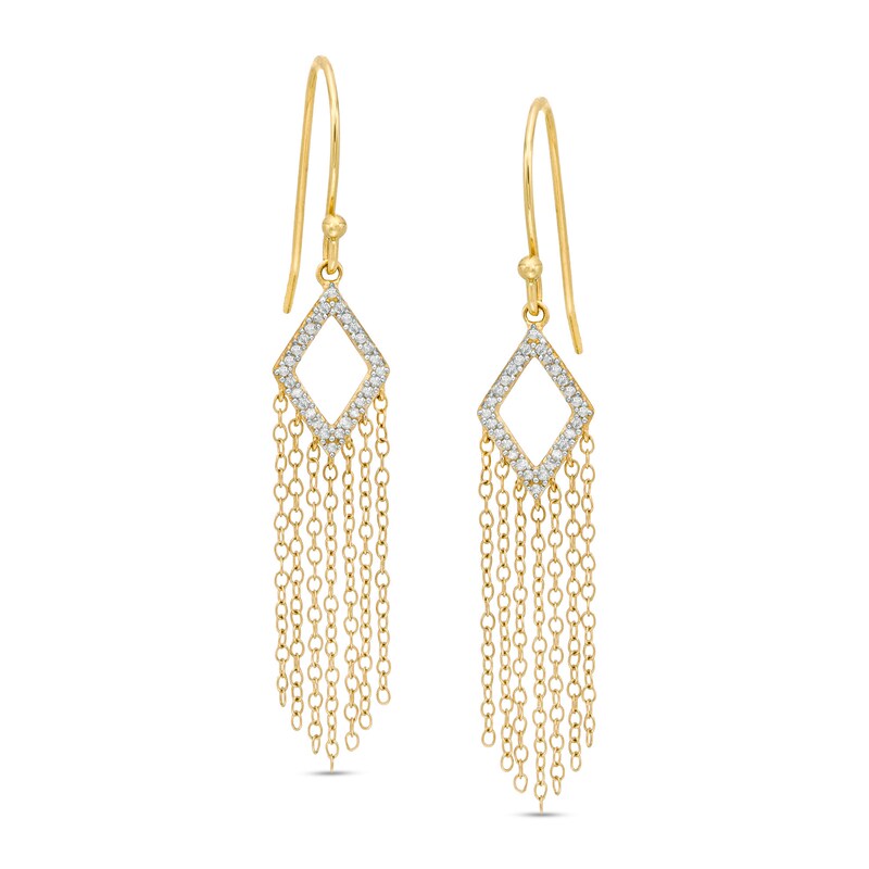 1/8 CT. T.W. Diamond Kite-Shaped Chandelier Drop Earrings in 10K Gold