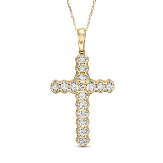 1/2 CT. T.w. Diamond Cross Pendant in 10K Gold