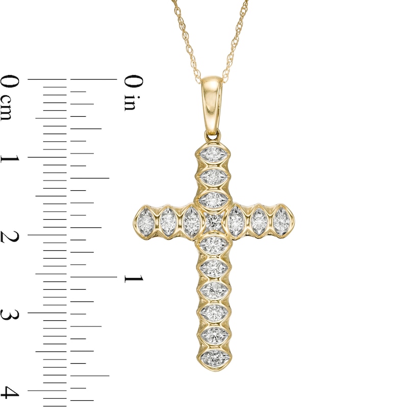 Main Image 2 of 1/2 CT. T.W. Diamond Cross Pendant in 10K Gold