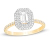 3/4 CT. T.W. Emerald-Cut Diamond Double Octagonal Frame Engagement Ring in 14K Gold