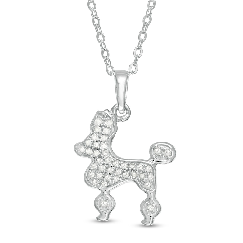Main Image 1 of 1/8 CT. T.W. Diamond Poodle Pendant in Sterling Silver