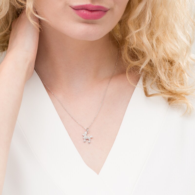 Main Image 2 of 1/8 CT. T.W. Diamond Poodle Pendant in Sterling Silver