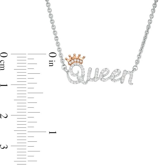 1/6 CT. T.w. Diamond "Queen" Necklace in Sterling Silver and 10K Rose Gold