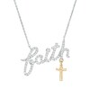 Thumbnail Image 1 of 1/6 CT. T.W. Diamond "faith" and Cross Charm Necklace in Sterling Silver and 10K Gold