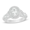 1-5/8 CT. T.W. Oval Diamond Double Frame Vintag-Style Engagement Ring in 14K White Gold