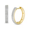 Thumbnail Image 1 of 1/4 CT. T.W. Diamond Triple Row Hoop Earrings in 10K Gold