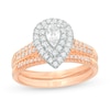 Thumbnail Image 0 of 3/4 CT. T.W. Pear-Shaped Diamond Double Frame Bridal Set in 14K Rose Gold