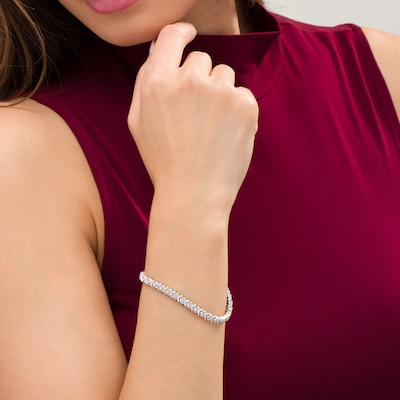1 10 Ct T W Diamond Vintage Style Alternating X Bracelet In Sterling Silver 7 25 Zales
