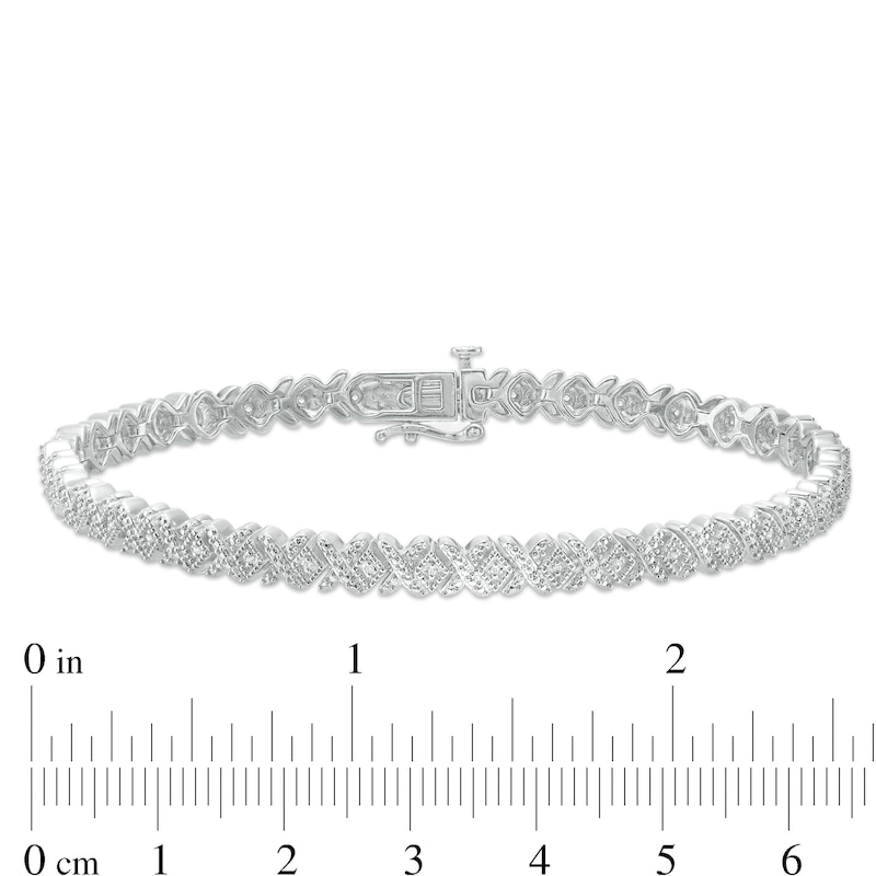1/10 CT. T.W. Diamond Vintage-Style Alternating "X" Bracelet in Sterling Silver – 7.25"