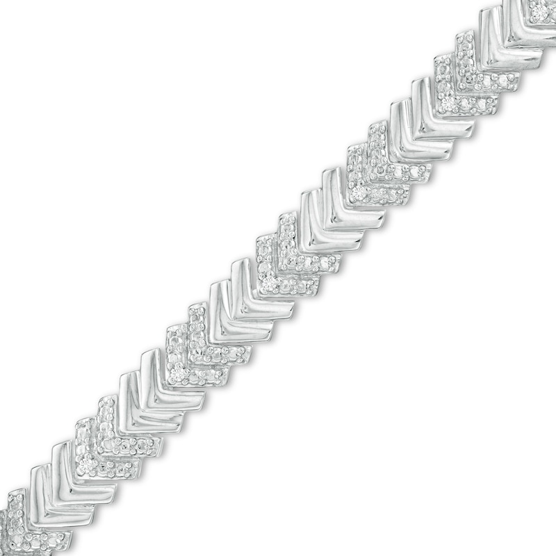 Main Image 1 of 1/10 CT. T.W. Diamond Chevron Bracelet in Sterling Silver - 7.25"