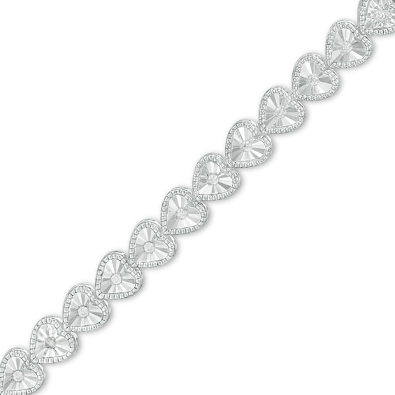 1/10 CT. T.w. Diamond Sideways Heart Link Vintage-Style Bracelet in Sterling Silver â 7.5"
