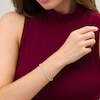 Thumbnail Image 2 of 1/10 CT. T.W. Diamond Sideways Heart Link Vintage-Style Bracelet in Sterling Silver – 7.5"