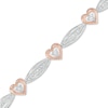 Thumbnail Image 1 of 1/20 CT. T.W. Diamond Alternating Marquise and Heart Bracelet in Sterling Silver and 10K Rose Gold – 7.25"