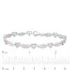 Thumbnail Image 4 of 1/20 CT. T.W. Diamond Alternating Marquise and Heart Bracelet in Sterling Silver and 10K Rose Gold – 7.25"