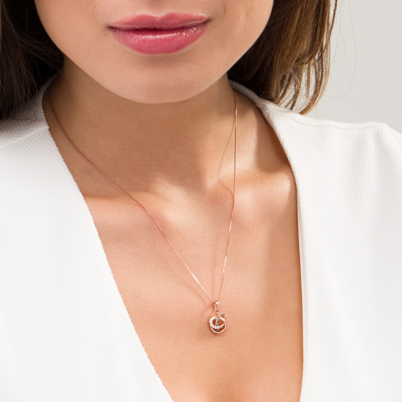 Main Image 2 of 1/5 CT. T.W. Champagne and White Diamond Orbit Pendant in 10K Rose Gold
