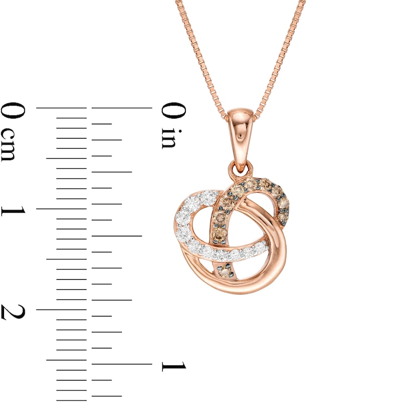 Main Image 3 of 1/5 CT. T.W. Champagne and White Diamond Orbit Pendant in 10K Rose Gold