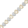 Thumbnail Image 1 of 1/10 CT. T.W. Diamond Sideways Heart Link Bracelet in Sterling Silver and 10K Gold – 7.25"