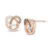 Thumbnail Image 1 of 1/5 CT. T.W. Champagne and White Diamond Orbit Stud Earrings in 10K Rose Gold