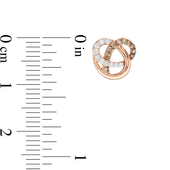 1/5 CT. T.w. Champagne and White Diamond Orbit Stud Earrings in 10K Rose Gold