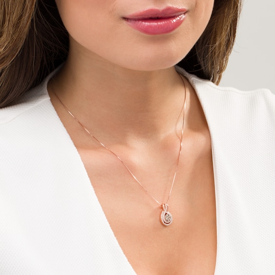 1/2 CT. T.w. Champagne and White Composite Diamond Teardrop Frame Pendant in 10K Rose Gold