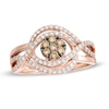 Thumbnail Image 1 of 1/2 CT. T.W. Champagne and White Diamond Multi-Row Crossover Ring in 10K Rose Gold