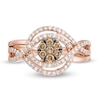 Thumbnail Image 4 of 1/2 CT. T.W. Champagne and White Diamond Multi-Row Crossover Ring in 10K Rose Gold