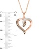 Thumbnail Image 3 of 1/5 CT. T.W. Champagne and White Diamond Twist Heart Pendant in 10K Rose Gold