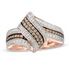 Thumbnail Image 1 of 1/2 CT. T.W. Champagne and White Diamond Twist Ribbon Ring in 10K Rose Gold