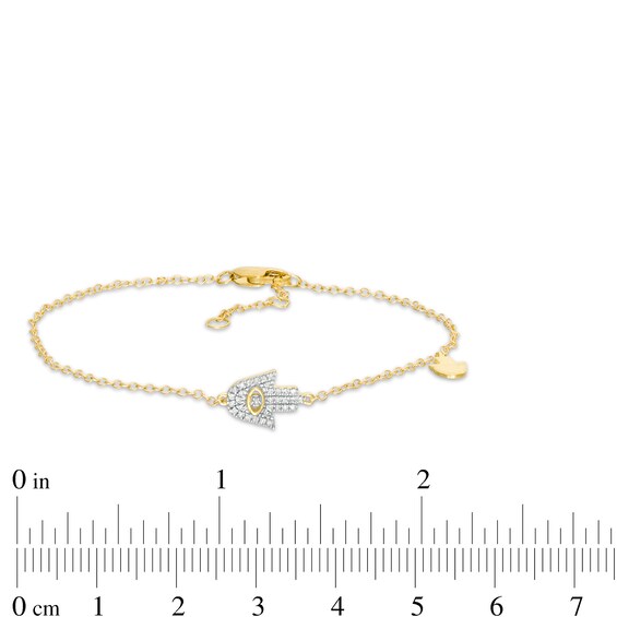 1/15 CT. T.w. Diamond Hamsa Anklet in 10K Gold - 10"
