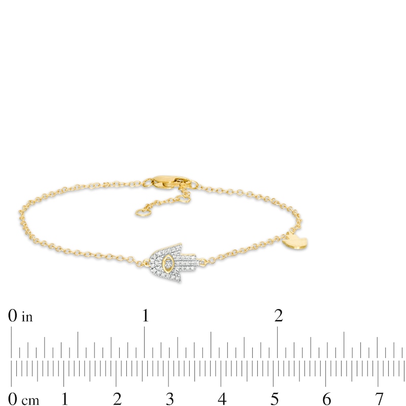 Main Image 3 of 1/15 CT. T.W. Diamond Hamsa Anklet in 10K Gold - 10"