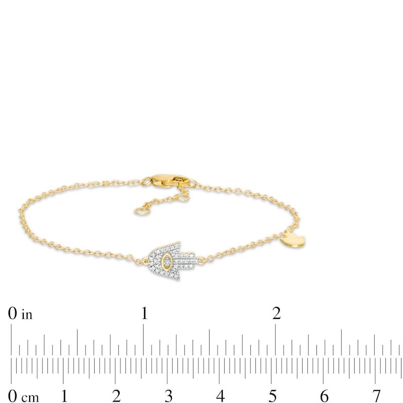 1/15 CT. T.W. Diamond Hamsa Anklet in 10K Gold - 10"