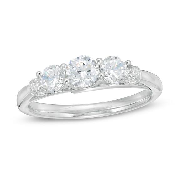 Zales Private Collection 1 CT. T.w. Certified Colorless Diamond Three Stone Engagement Ring in 14K White Gold (F/I1)