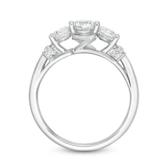 Zales Private Collection 1 CT. T.w. Certified Colorless Diamond Three Stone Engagement Ring in 14K White Gold (F/I1)