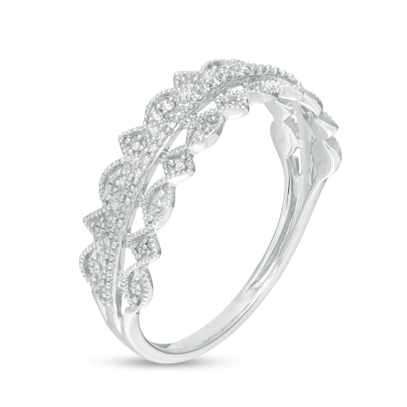 Main Image 3 of 1/15 CT. T.W. Diamond Art Deco Twist Vintage-Style Anniversary Ring in 10K White Gold