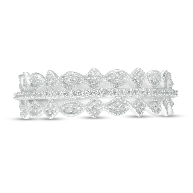 Main Image 4 of 1/15 CT. T.W. Diamond Art Deco Twist Vintage-Style Anniversary Ring in 10K White Gold