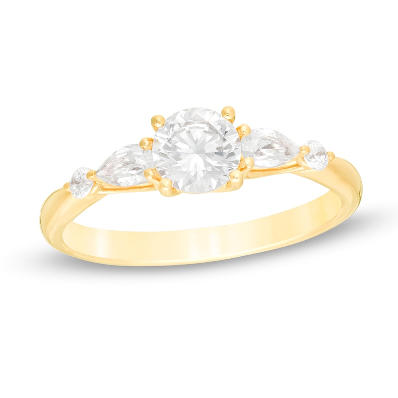 Main Image 1 of 1 CT. T.W. Round and Pear-Shaped Diamond Five Stone Engagement Ring in 14K Gold