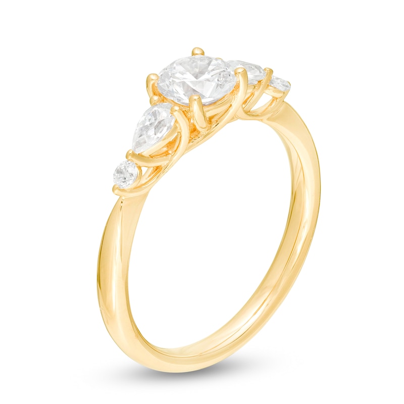 Main Image 3 of 1 CT. T.W. Round and Pear-Shaped Diamond Five Stone Engagement Ring in 14K Gold