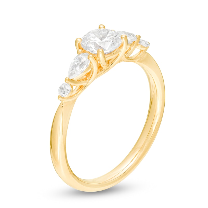 1 CT. T.W. Round and Pear-Shaped Diamond Five Stone Engagement Ring in 14K Gold