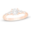 Thumbnail Image 0 of 1 CT. T.W. Round and Pear-Shaped Diamond Five Stone Engagement Ring in 14K Rose Gold