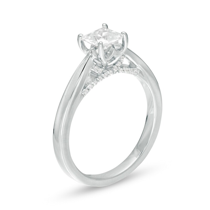 1 CT. T.W. Princess-Cut Diamond Solitaire Tapered Shank Engagement Ring in 14K White Gold