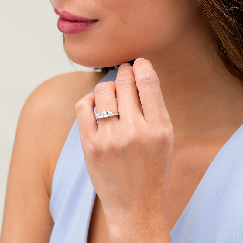 1/2 CT. T.W. Princess-Cut Diamond Three Stone Engagement Ring 10K White Gold